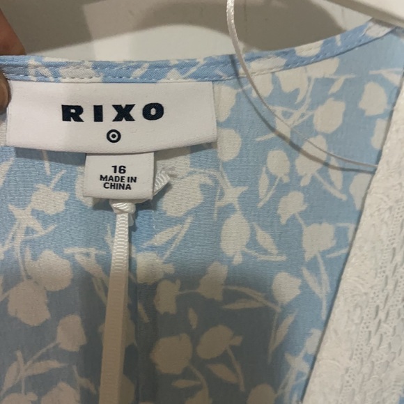 RIXO Blue and White Floral Puffed Sleeve Dress - Picture 7 of 12